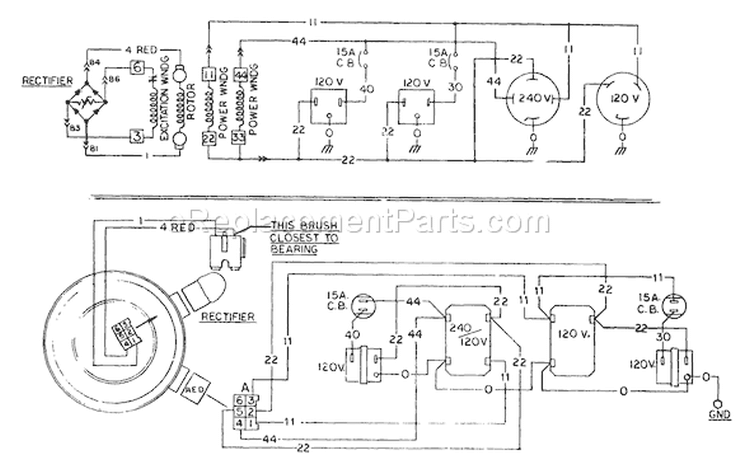 Page D Diagram and Parts List for 8774-0  Briggs and Stratton Generator